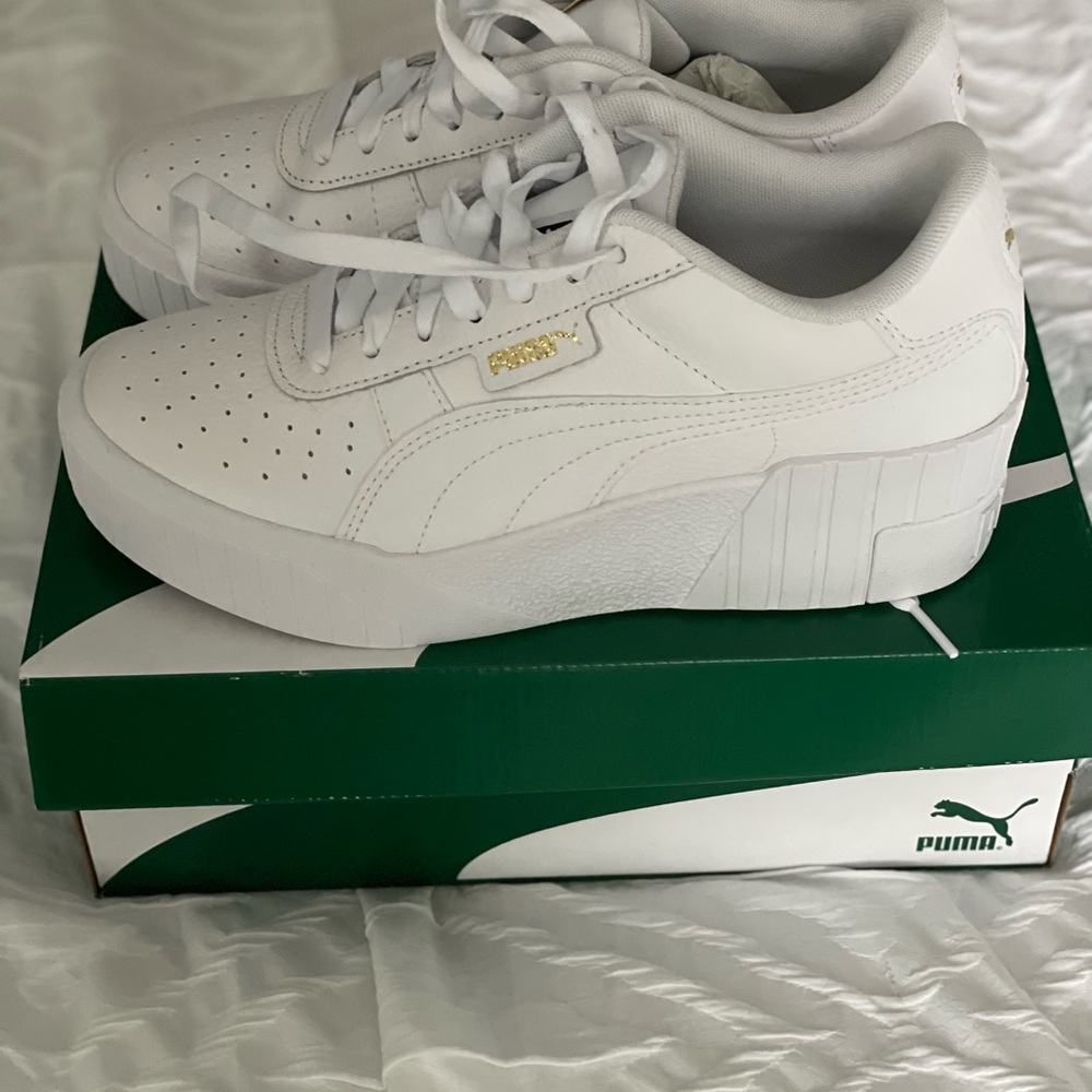 Puma White Sneakers with Gold Details